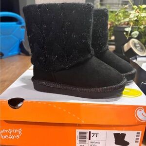 Jumping Beans Kids Black Fuzzy Boots